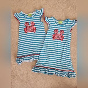 Classic Whimsy dresses with crab appliqués, size 3T and 5.